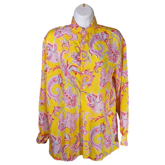 Ralph Lauren Blouse 4 Womens Multicolor Basic Lightweight Button Business Floral - Picture 1 of 5